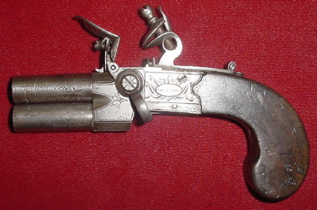 Flintlock Over and Under Tap Action Pistol, ca. 1810