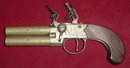 Brass Flintlock Over and Under Tap Action Pistol by Henry Nock, ca. 1800
