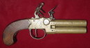 Brass Flintlock Over and Under Tap Action Pistol by Henry Nock, ca. 1800