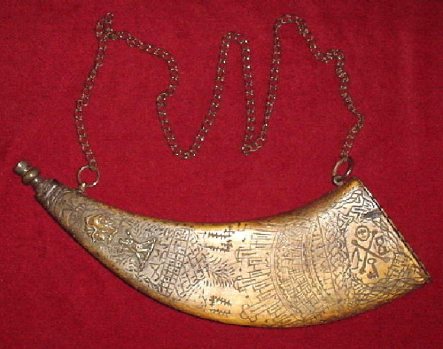 Rare Important Scottish Jacobite Powder Flask, Dated 1744