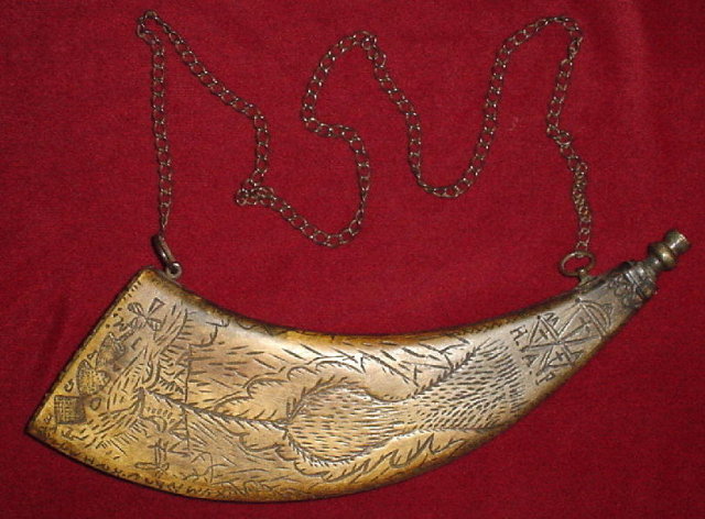 Rare Important Scottish Jacobite Powder Flask, Dated 1744