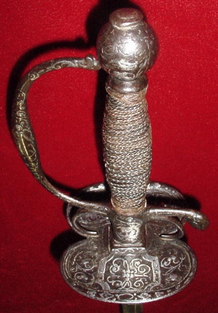 Chiseled and Silver Inlaid Smallsword, Probably French, ca. 1700