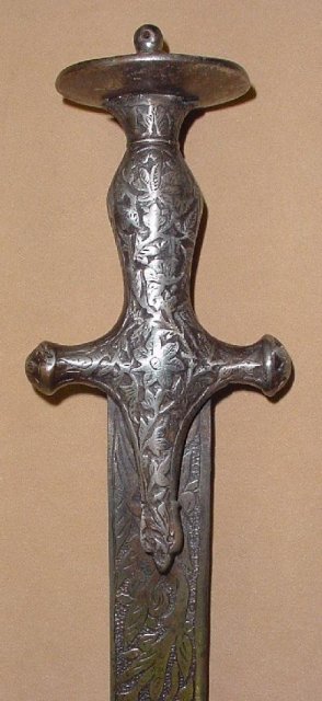 Engraved Indian Tulwar, Sword, Sabre, 19th C