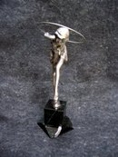 D.H. Chiparus Art Deco Bronze Hoop Girl Figurine in Silver Patina