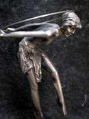 D.H. Chiparus Art Deco Bronze Hoop Girl Figurine in Silver Patina