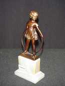 Hoop Girl Figurine in Bronze Patina