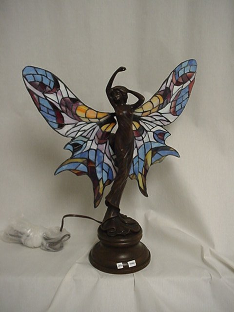 Bronze Tiffany Style Lamp/Girl With Wings