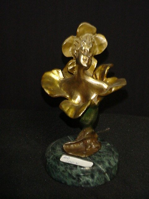 Bronze Figurine/Girl Face in Flower