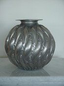 ANTIQUE SILVER PATINA BRONZE FISH VASE