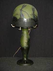 Emile Galle Style Cameo Glass Dragonfly Lamp