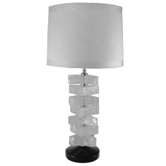 Modern Brazilian Rock Crystal Geometric Triangle Block Table Lamp