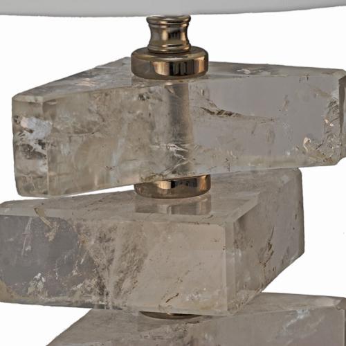 Modern Brazilian Rock Crystal Geometric Triangle Block Table Lamp
