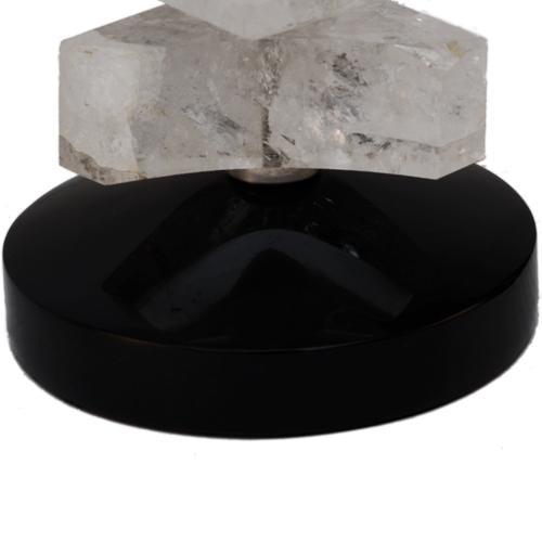 Modern Brazilian Rock Crystal Geometric Triangle Block Table Lamp