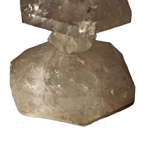 Modern Brazilian Rock Crystal Geometric Hexagon Block Table Lamp