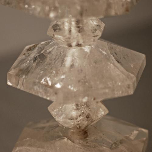 Modern Brazilian Rock Crystal Geometric Hexagon Block Table Lamp