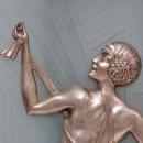 Art Deco Acid Etched Glass & Brass Lady Sconces by Gory