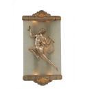 Art Deco Acid Etched Glass & Brass Lady Sconces by Gory