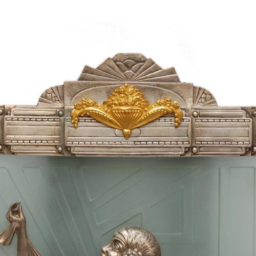 Art Deco Acid Etched Glass & Brass Lady Sconces by Gory