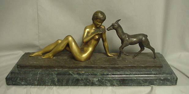ART DECO GIRL WITH DOE