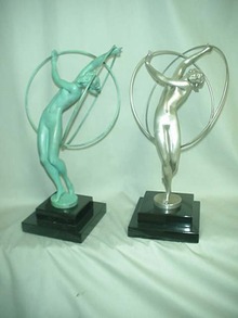 Art Deco Bronze Figurine with Silver Patina