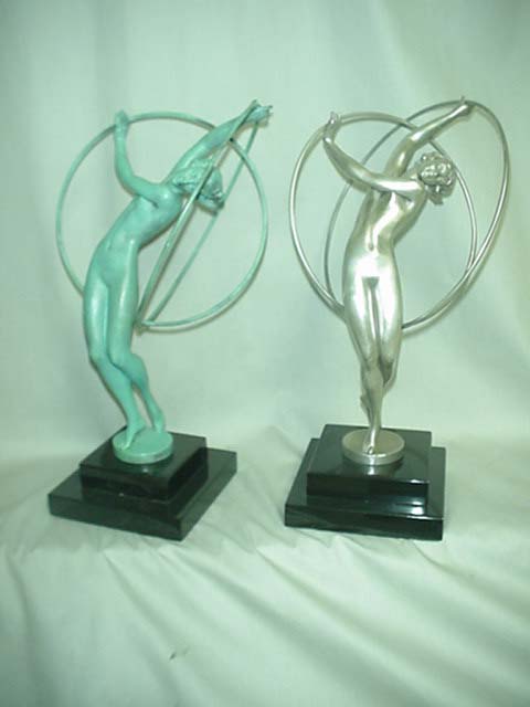 Art Deco Bronze Figurine with Silver Patina