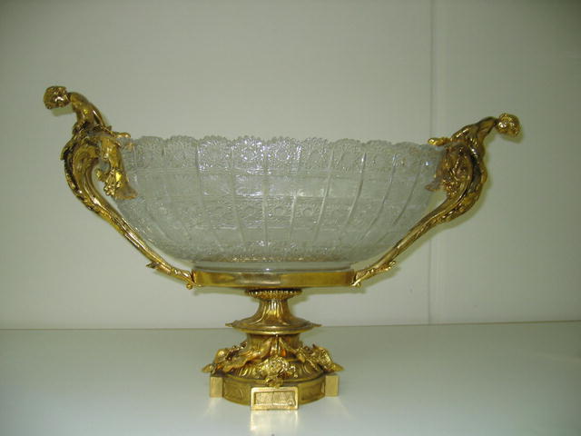 DORE BRONZE & CRYSTAL CENTER PIECE BOWL