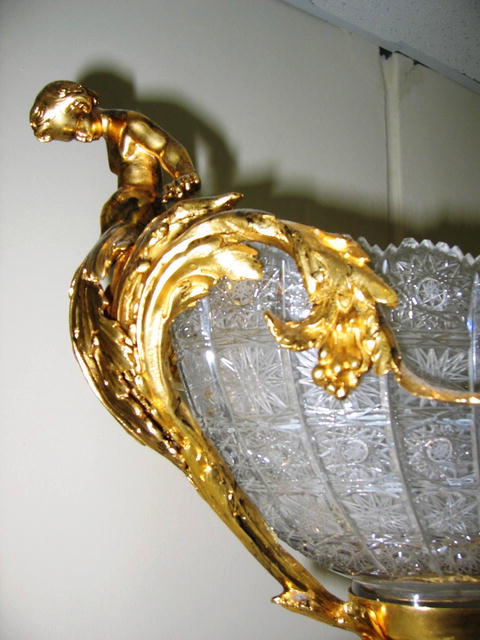 DORE BRONZE & CRYSTAL CENTER PIECE BOWL