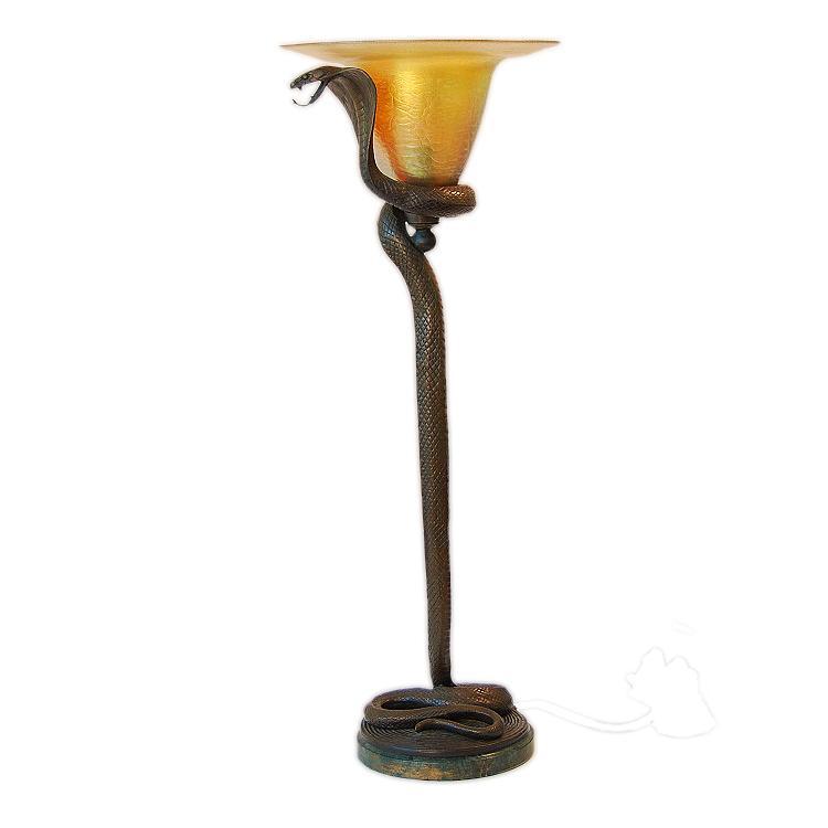 Art Deco Edgar Brandt Style Bronze Snake Table Floor Lamp