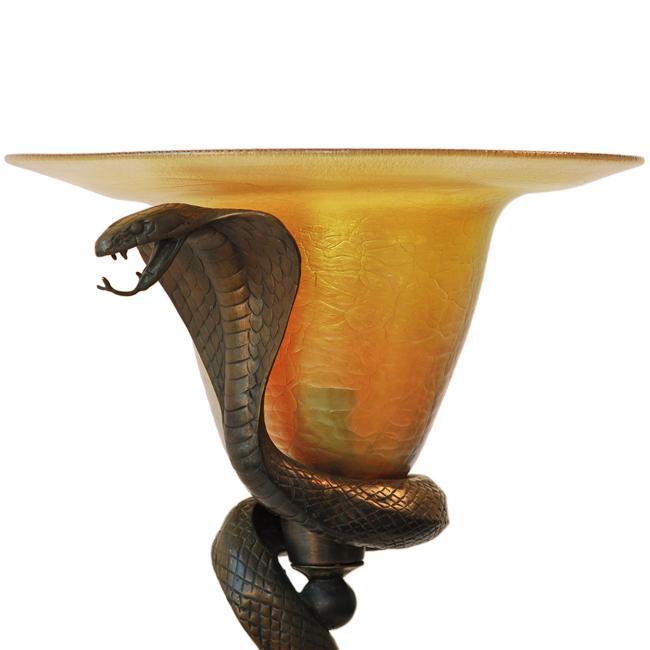 Art Deco Edgar Brandt Style Bronze Snake Table Floor Lamp