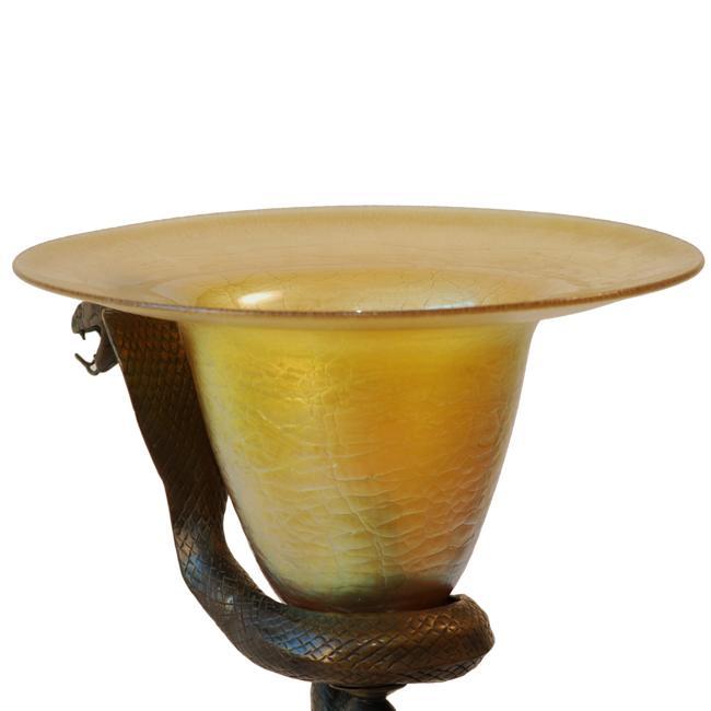 Art Deco Edgar Brandt Style Bronze Snake Table Floor Lamp
