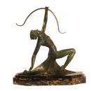 Antique Art Deco Sculpture of Diana the Archer by G. Daverny