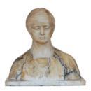 Italian Italian Dual Color Marble & Alabaster Bust Sculpture of Female