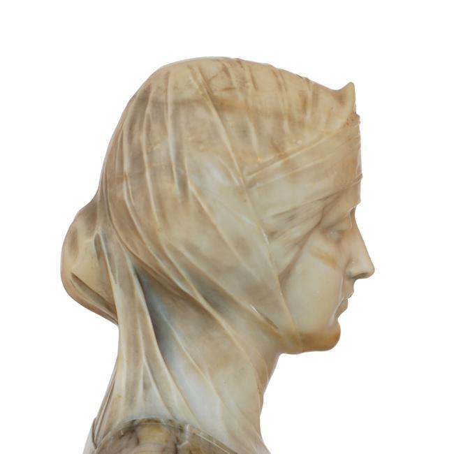Italian Italian Dual Color Marble & Alabaster Bust Sculpture of Female