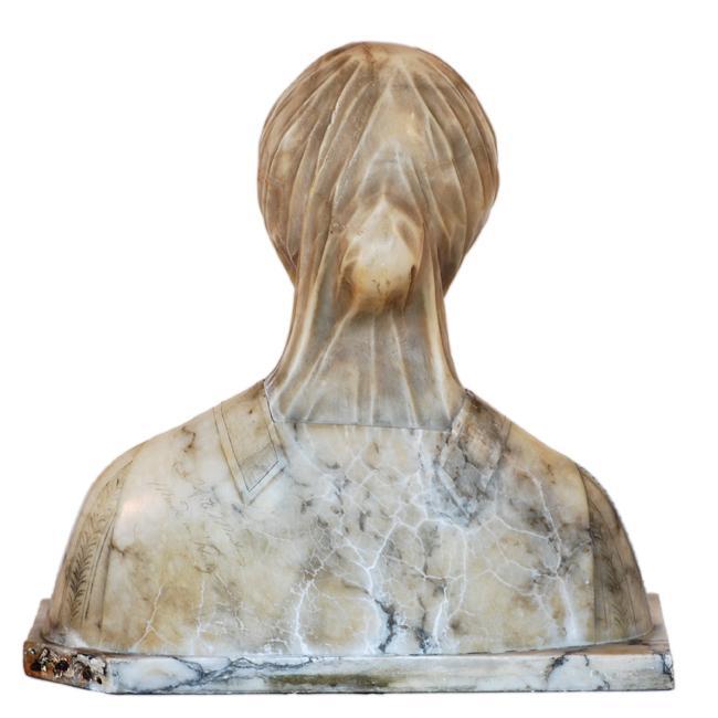 Italian Italian Dual Color Marble & Alabaster Bust Sculpture of Female