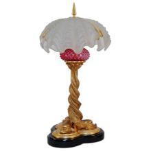 Art Nouveau Bradley & Hubbard Style Bronze Dolphin Table Lamp with Fantasy Clam Shell Shades