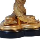 Art Nouveau Bradley & Hubbard Style Bronze Dolphin Table Lamp with Fantasy Clam Shell Shades