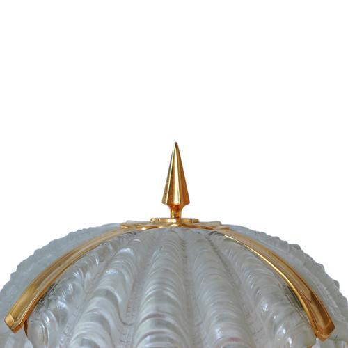 Art Nouveau Bradley & Hubbard Style Bronze Dolphin Table Lamp with Fantasy Clam Shell Shades
