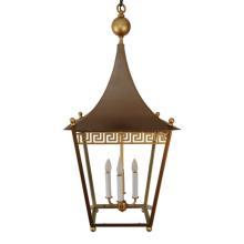 Greek Key Pagoda Top Brass Lantern Chandelier