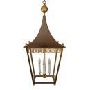 Greek Key Pagoda Top Brass Lantern Chandelier