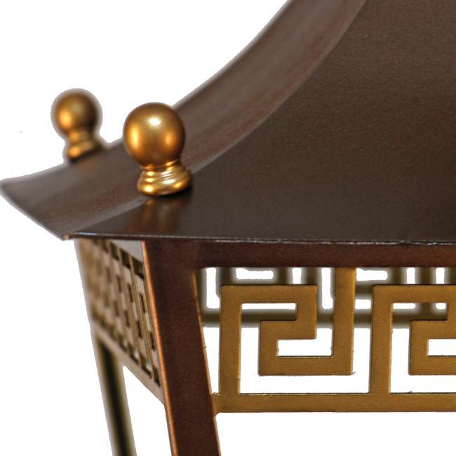 Greek Key Pagoda Top Brass Lantern Chandelier