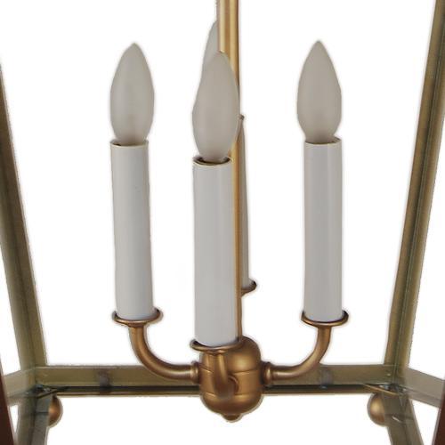 Greek Key Pagoda Top Brass Lantern Chandelier