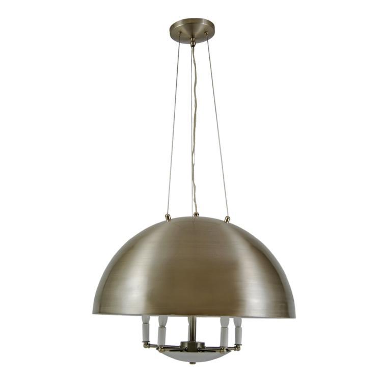 Modern Custom Spun Aluminum Dome Chandelier with Brushed Nickel Finish
