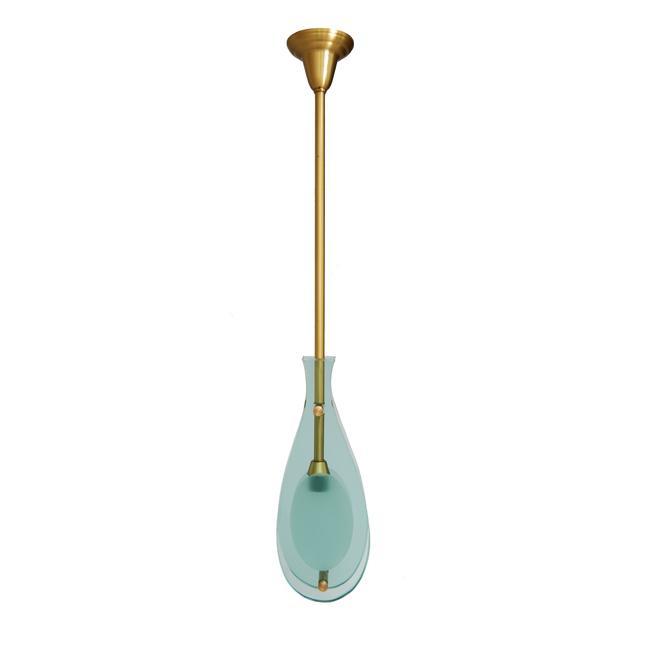 Max Ingrand Style Art Deco Bell-Shaped Glass Art Pendant