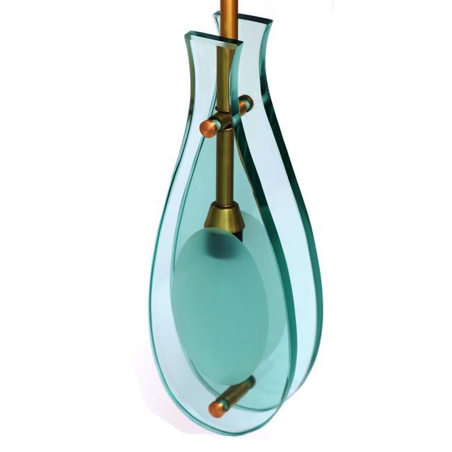 Max Ingrand Style Art Deco Bell-Shaped Glass Art Pendant