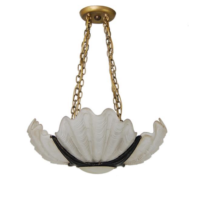 Antique Art Deco Clamshell Fantasy Light Fixture