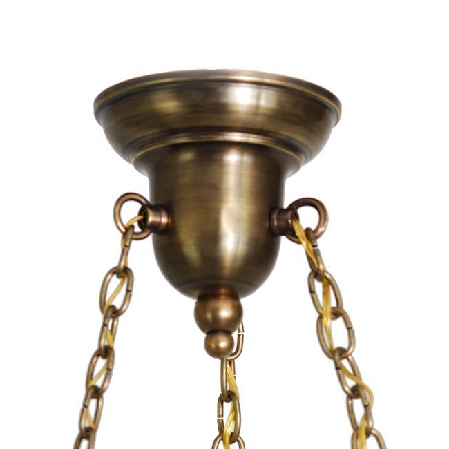 Art Deco Three-Shade Clamshell Chandelier with Bronze Frame