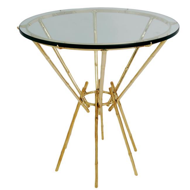 Maison Bagues Style Faux Bamboo Brass Gueridon Table