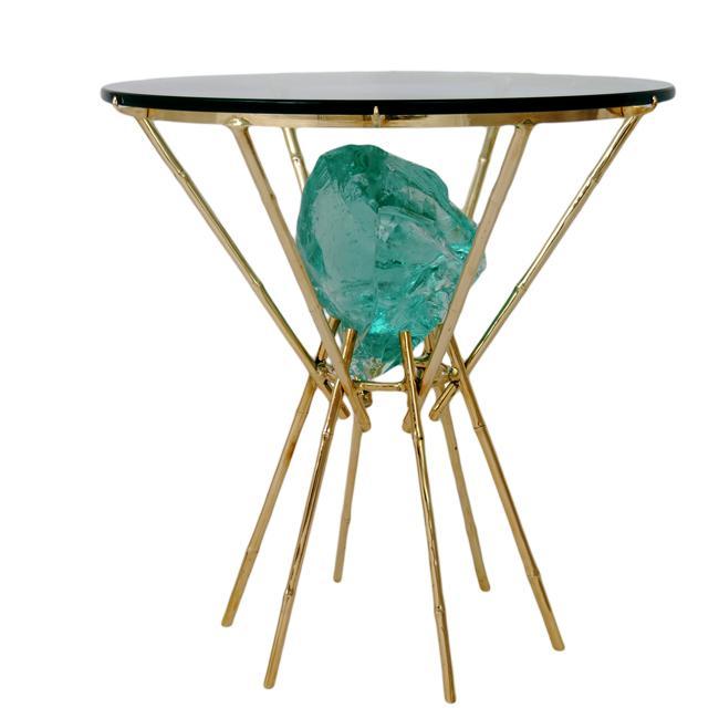 Maison Bagues Style Faux Bamboo Brass Gueridon Table