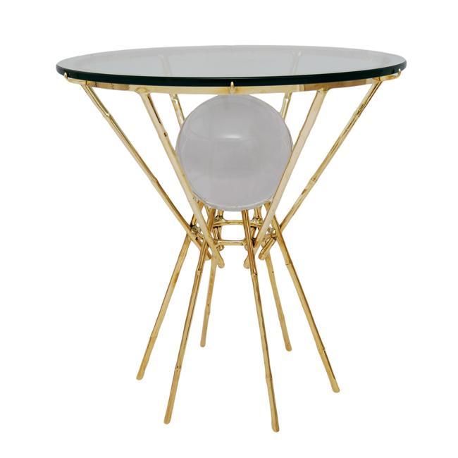Maison Bagues Style Faux Bamboo Brass Gueridon Table