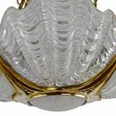 Four-Shade Art Deco Clamshell Chandelier with Cast Brass Frame